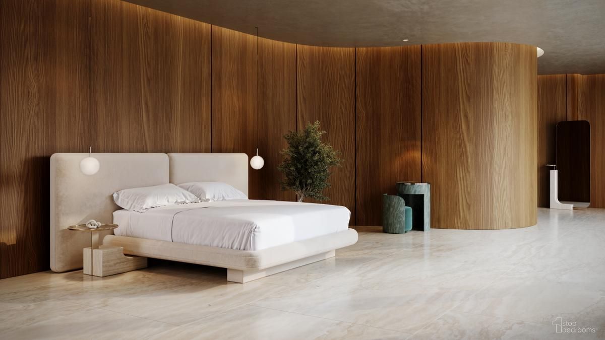 Overlap 2 Panel Upholstered Bedroom Set In Cream