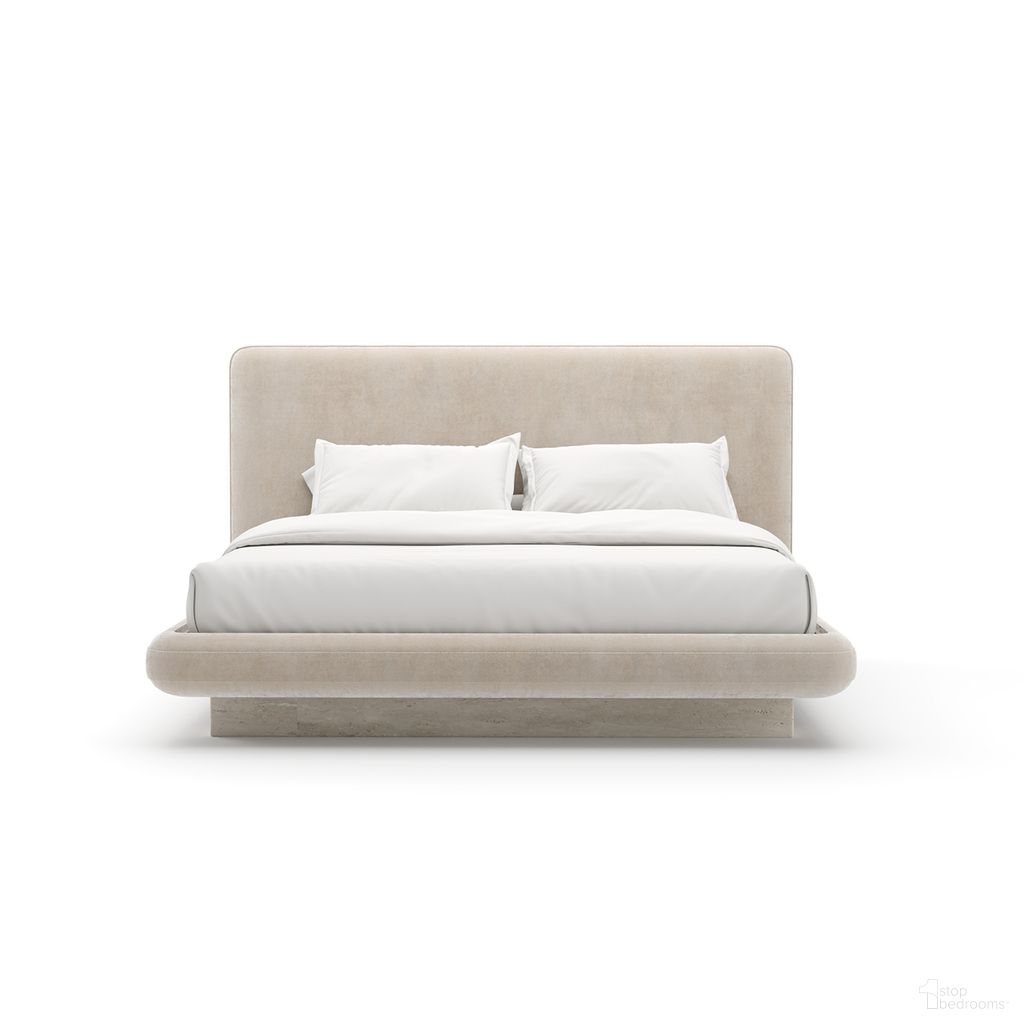 Overlap King Upholstered Bed In Cream