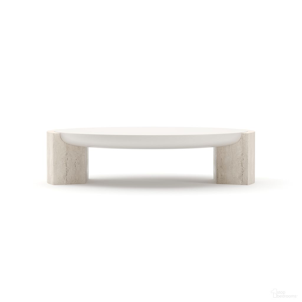 Overlap Light Round Cocktail Table In Cream
