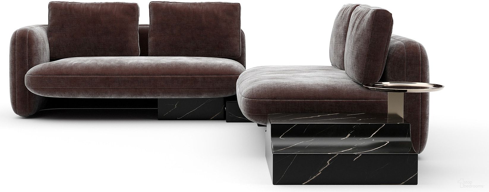 The appearance of Overlap Wedge Sectional In Brown designed by Caracole in the modern / contemporary interior design. This brown piece of furniture  was selected by 1StopBedrooms from Overlap Collection to add a touch of cosiness and style into your home. Sku: UPH-425V-SEC24-A. Material: Velvet.