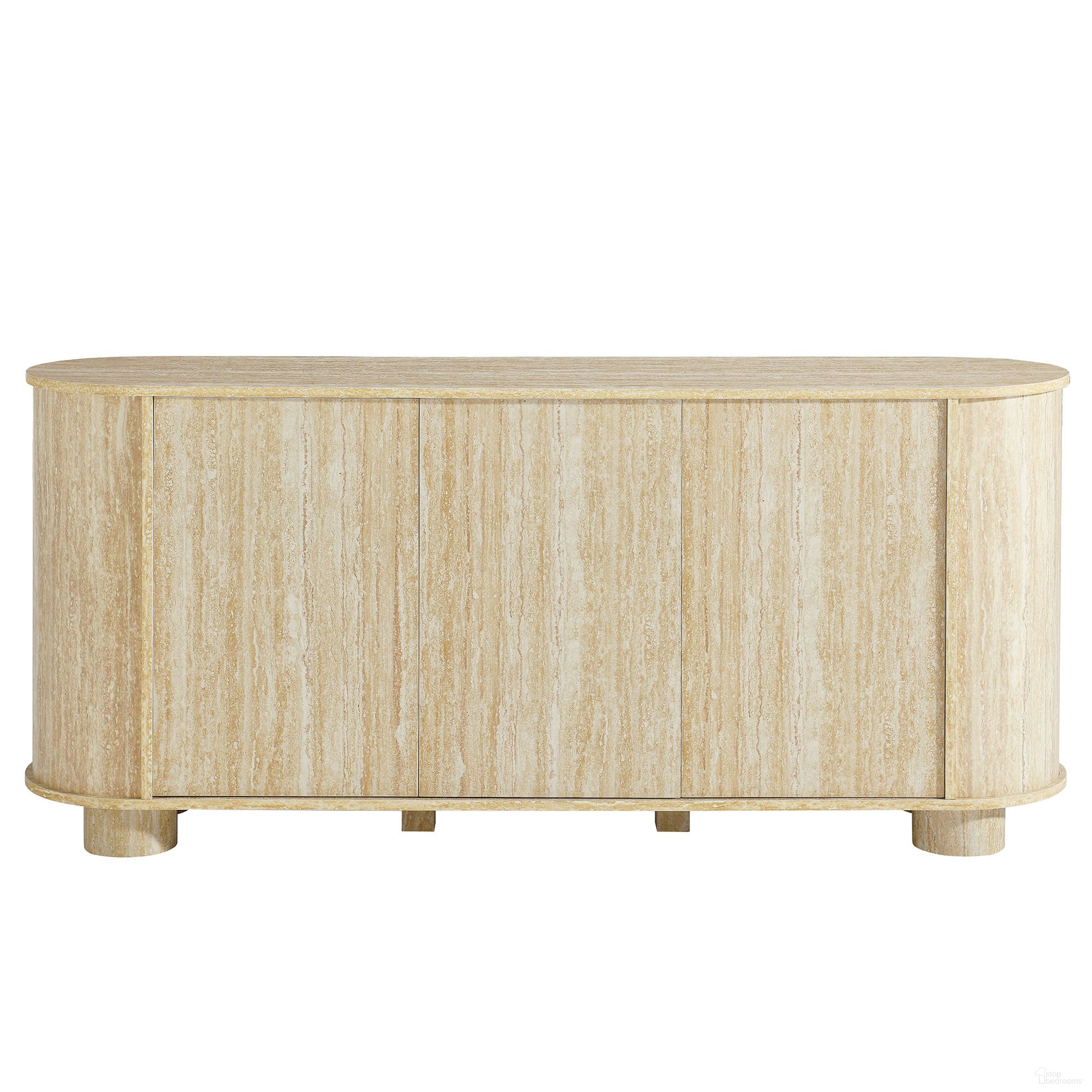Overture 63 Inch Oval Faux Sideboard In Travertine