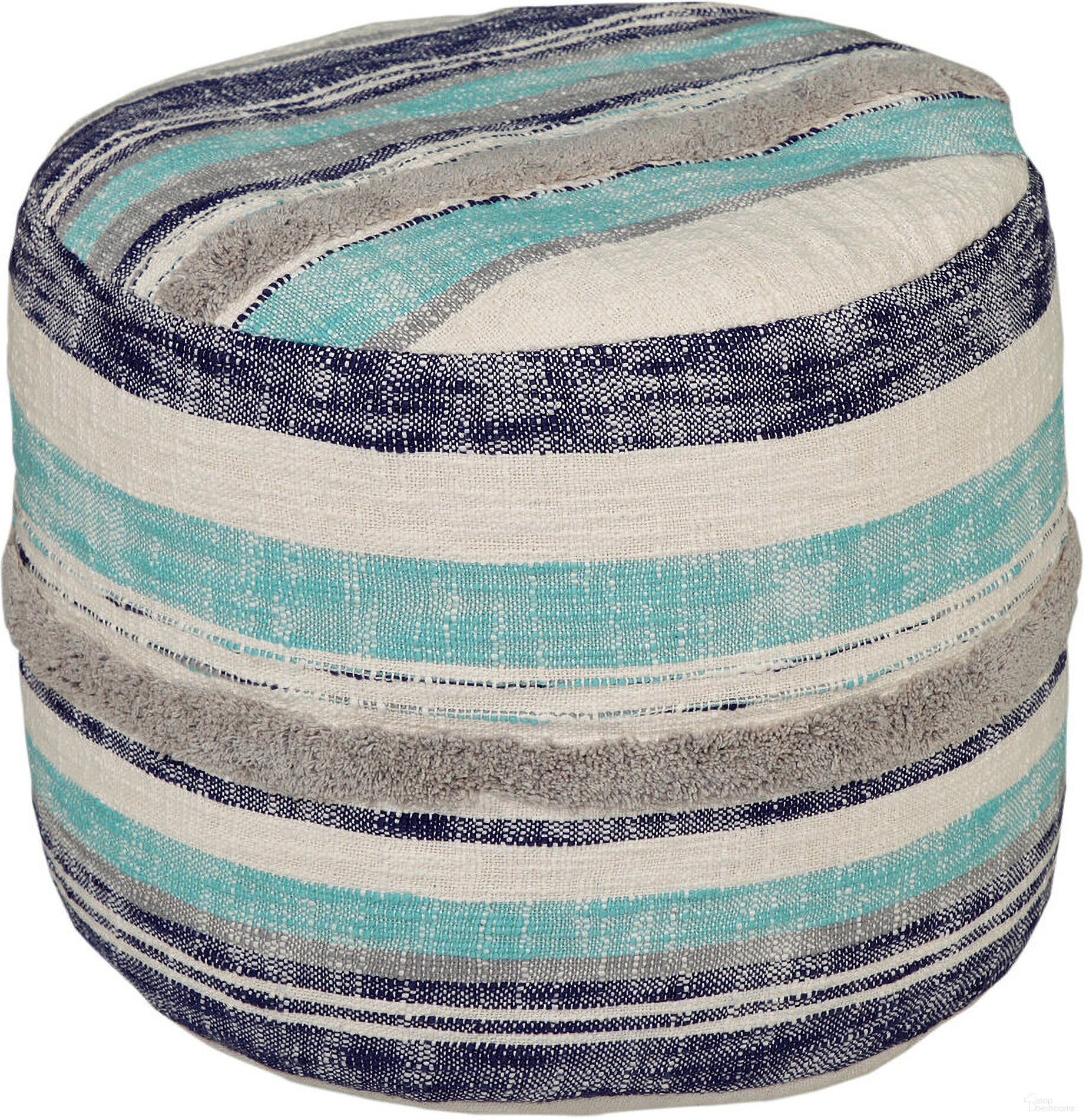 The appearance of Ovexa Striped Hand-Woven All-Natural Cotton Ottoman Pouf In Blue and White designed by Rajani Home in the modern / contemporary interior design. This blue/white piece of furniture was selected by 1StopBedrooms from Bova Collection to add a touch of cosiness and style into your home. Sku: 9C141508G49348. Material: Cotton.