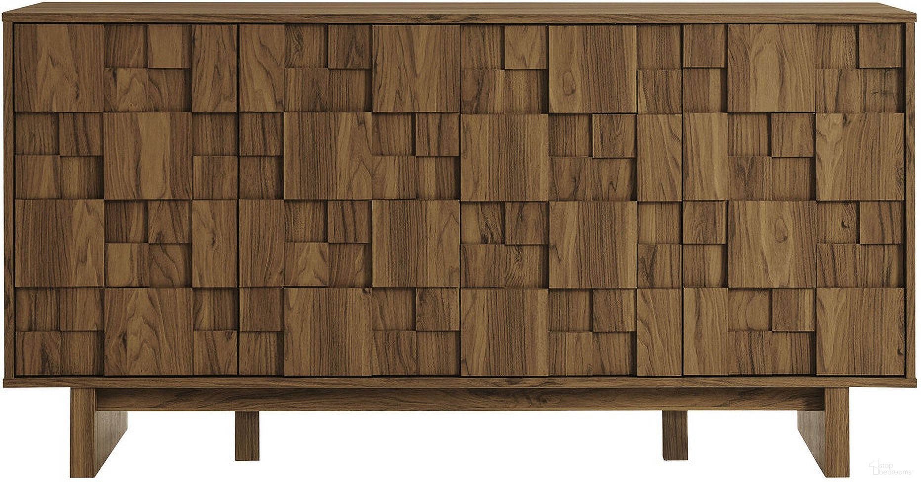 The appearance of Owen 59 Inch 4 Door Geometric Sideboard In Walnut designed by Modway in the modern / contemporary interior design. This walnut piece of furniture was selected by 1StopBedrooms from Owen Collection to add a touch of cosiness and style into your home. Sku: EEI-7448-WAL. Material: Engineered Wood.