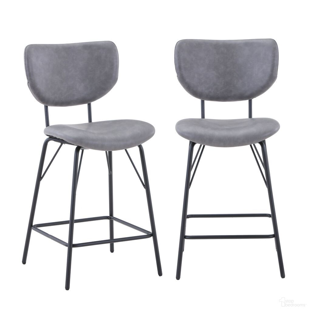 Owen Split Back Upholstered Counter Height Barstool Set of 2 In Grey