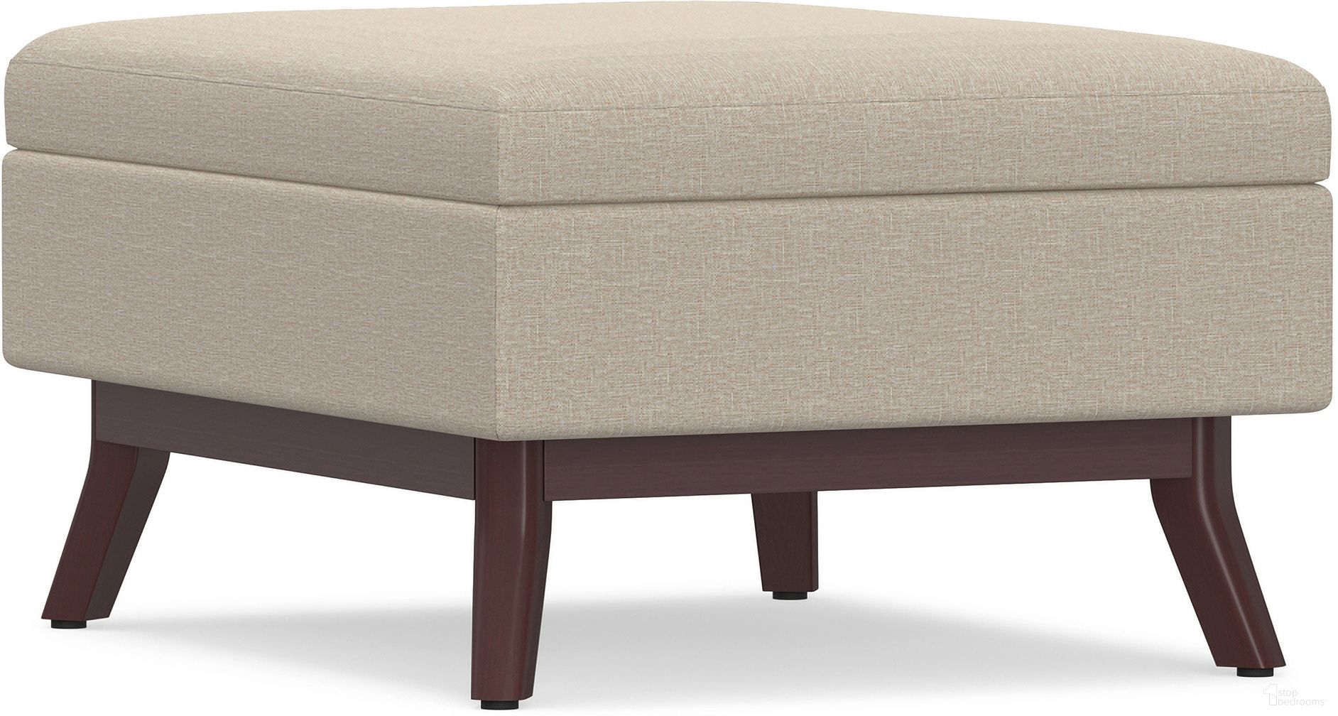 The appearance of Owen Linen Look Fabric Coffee Table Storage Ottoman In Natural designed by Simpli Home in the transitional interior design. This natural piece of furniture  was selected by 1StopBedrooms from Owen Collection to add a touch of cosiness and style into your home. Sku: AXCOT267S-NL. Material: Linen.
