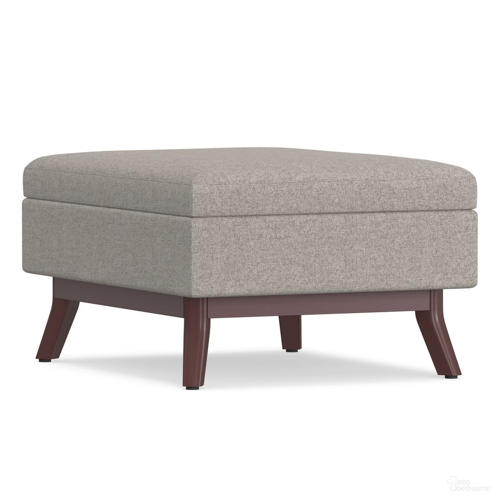 The appearance of Owen Polyester Fabric Coffee Table Storage Ottoman In Cloud Grey designed by Simpli Home in the transitional interior design. This cloud grey piece of furniture was selected by 1StopBedrooms from Owen Collection to add a touch of cosiness and style into your home. Sku: AXCOT267S-CLG. Material: Polyester.