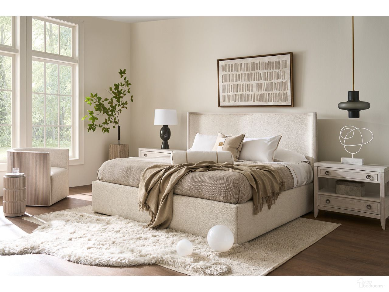 The appearance of Owen Storage Bedroom Set In White Oak designed by Universal in the modern / contemporary interior design. This white oak piece of furniture  was selected by 1StopBedrooms from Avaline Collection to add a touch of cosiness and style into your home. Sku: U428330SB;U428350. Bed Type: Storage Bed. Material: Polyester. Bed Size: Queen.