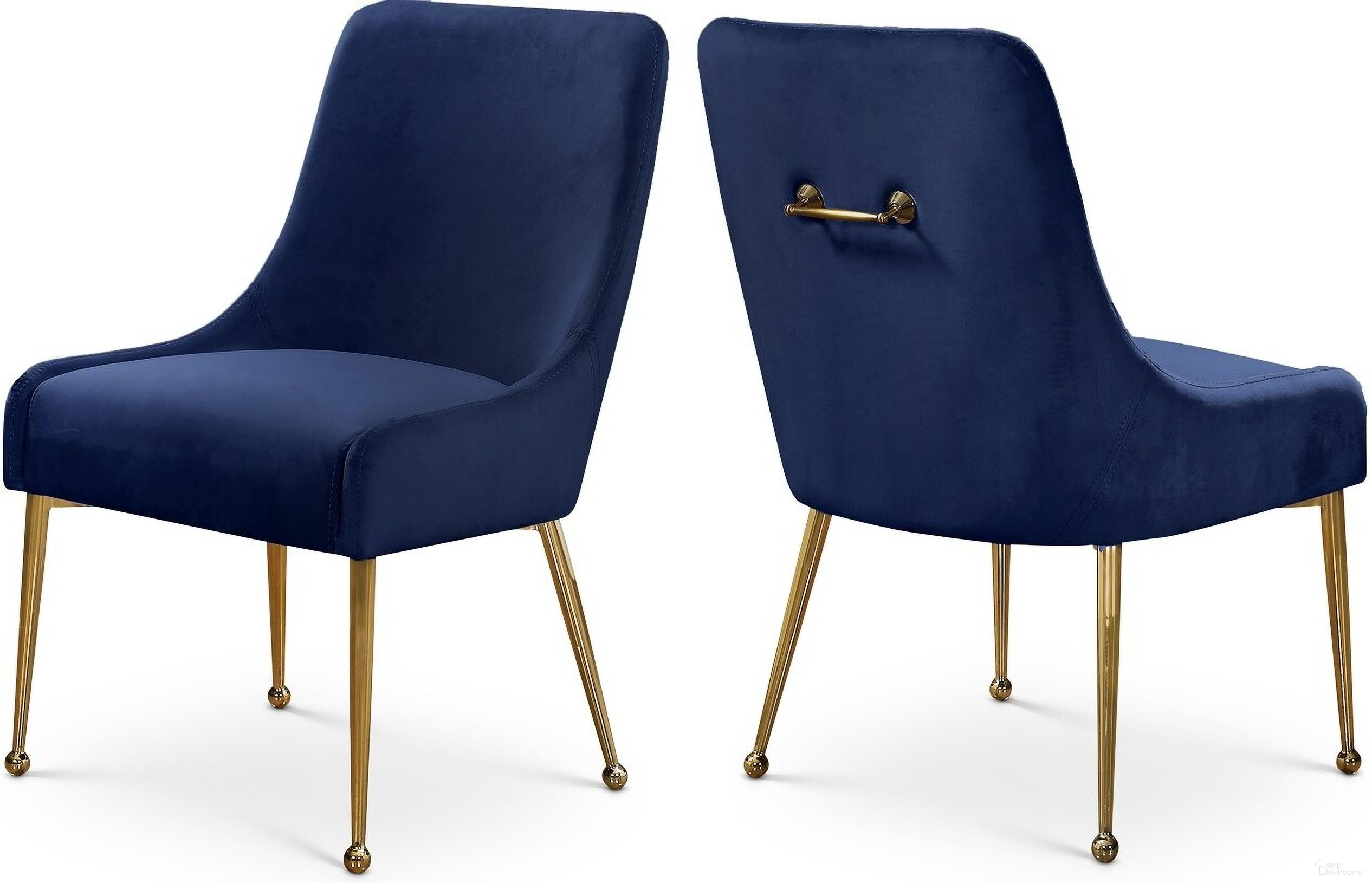 The appearance of Owen Velvet Dining Chair Set of 2 In Navy designed by Meridian in the modern / contemporary interior design. This navy piece of furniture was selected by 1StopBedrooms from Owen Collection to add a touch of cosiness and style into your home. Sku: 744Navy. Material: Velvet. Chair Type: Side Chair.