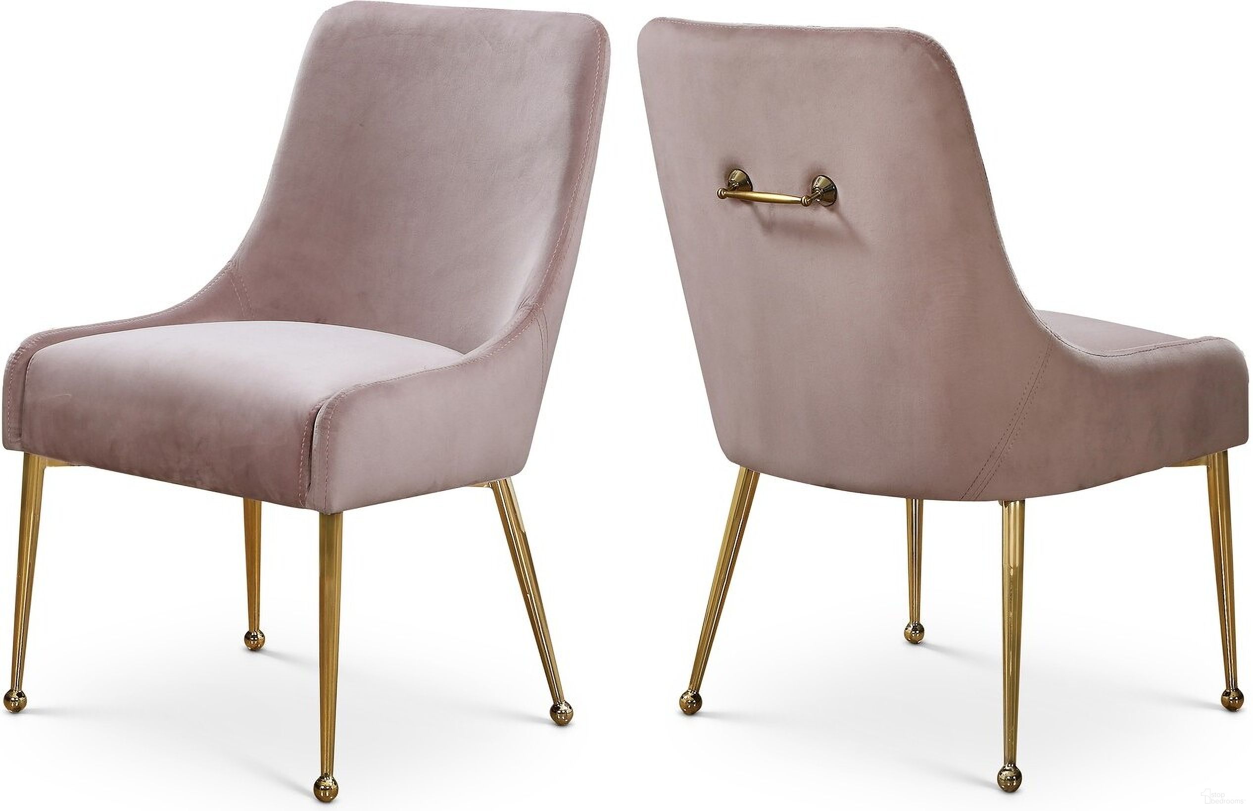 The appearance of Owen Velvet Dining Chair Set of 2 In Pink designed by Meridian in the modern / contemporary interior design. This pink piece of furniture was selected by 1StopBedrooms from Owen Collection to add a touch of cosiness and style into your home. Sku: 744Pink. Material: Velvet. Chair Type: Side Chair.
