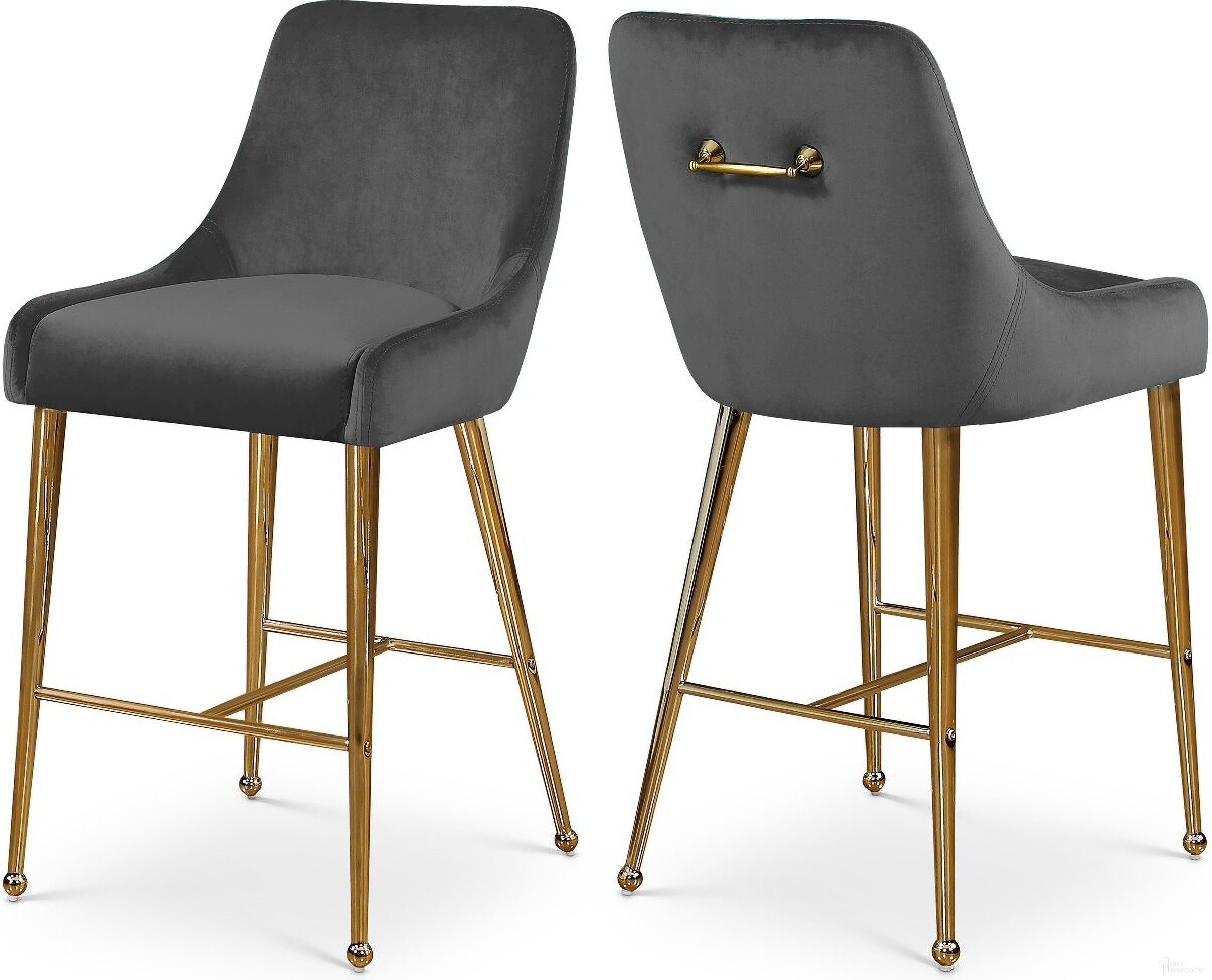 The appearance of Owen Velvet Stool Set of 2 In Grey designed by Meridian in the modern / contemporary interior design. This grey piece of furniture was selected by 1StopBedrooms from Owen Collection to add a touch of cosiness and style into your home. Sku: 745Grey. Material: Velvet.