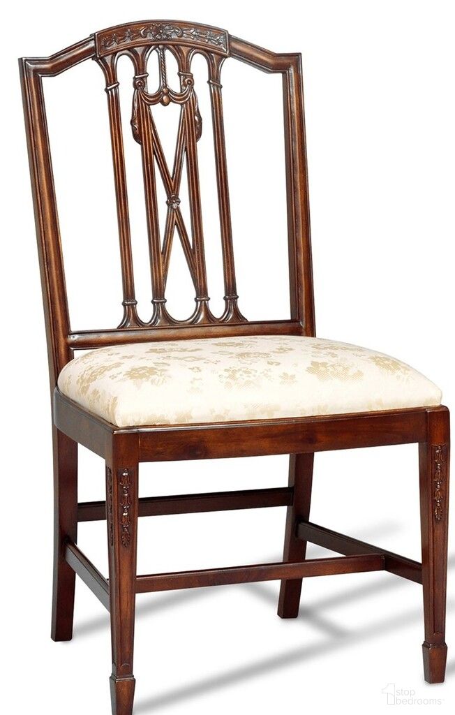 Ox Side Chair In Mahogany and Cream