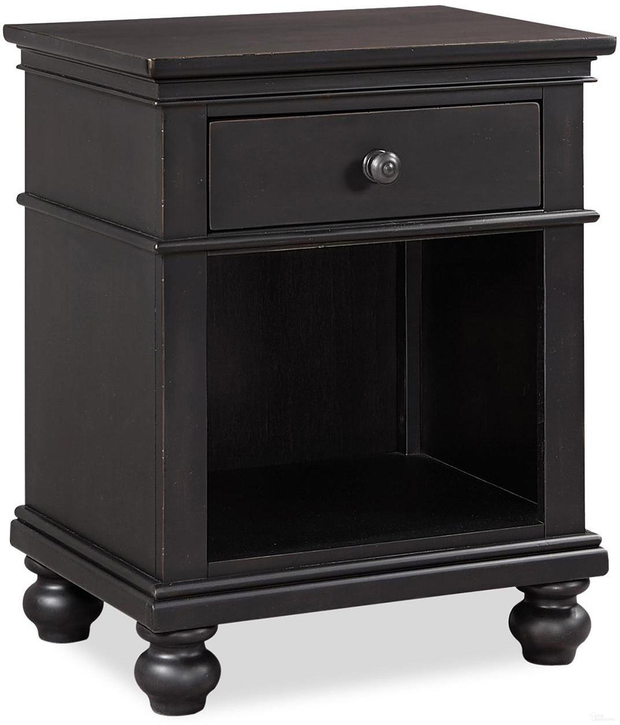 The appearance of Oxford 1 Drawer Nightstand In Black designed by Aspenhome in the traditional interior design. This black piece of furniture was selected by 1StopBedrooms from Oxford Collection to add a touch of cosiness and style into your home. Sku: I07-451N-BLK-1. Material: Wood.