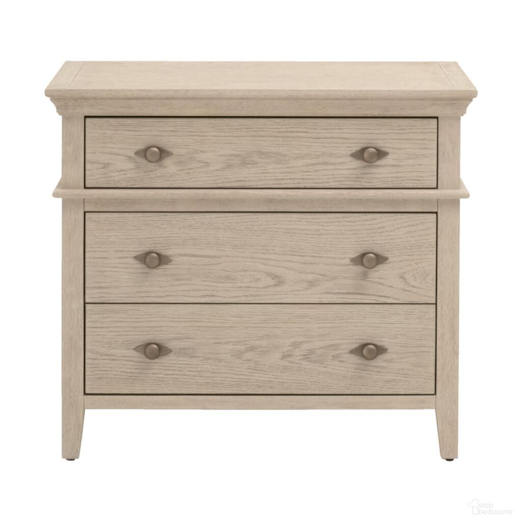 Oxford 3-Drawer Nightstand In Whitewashed Oak