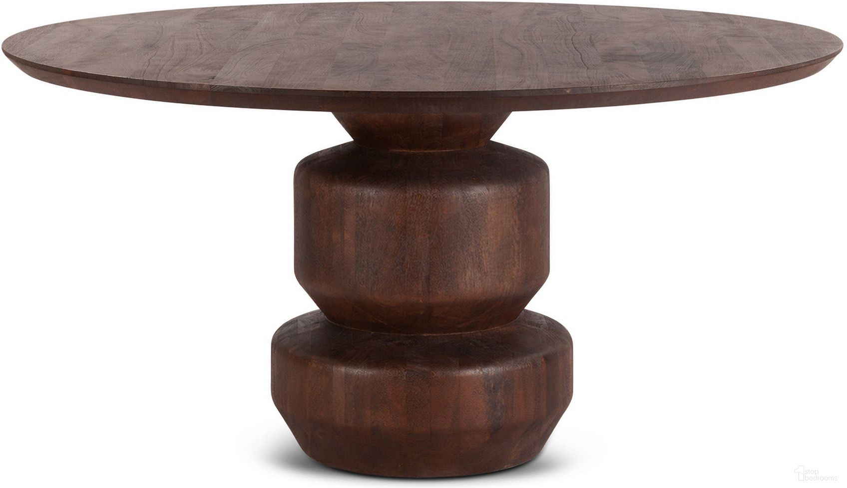 The appearance of Oxford 60 Inch Dining Table In Mango Wood In Walnut designed by Home Trends and Design in the modern / contemporary interior design. This walnut piece of furniture  was selected by 1StopBedrooms from Oxford Collection to add a touch of cosiness and style into your home. Sku: ZWOXRD60WN. Table Base Style: Pedestal. Table Top Shape: Round. Size: 60". Material: Mango Wood.
