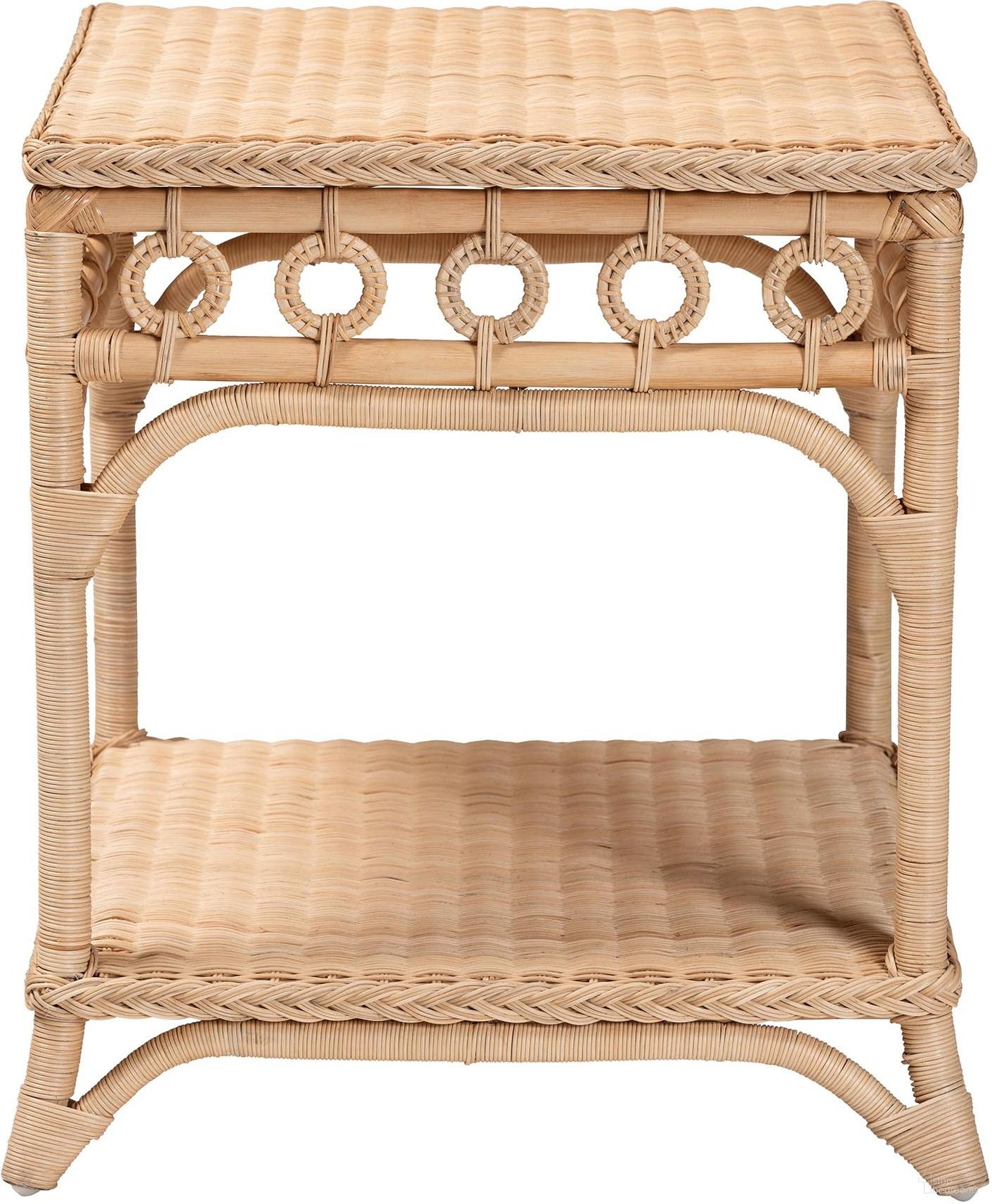 The appearance of Oxford Braided Natural Rattan Square End Table with Shelf In Natural Brown designed by Baxton Studio in the bohemian interior design. This natural brown piece of furniture was selected by 1StopBedrooms from Oxford Collection to add a touch of cosiness and style into your home. Sku: WS119-Natural-Rattan-ET. Material: Natural Rattan.