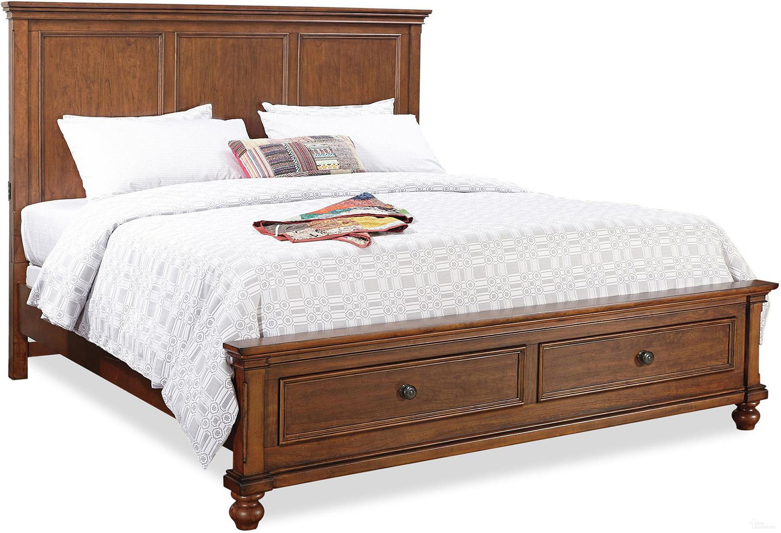 The appearance of Oxford King Panel Storage Bed In Cherry designed by Aspenhome in the traditional interior design. This cherry piece of furniture was selected by 1StopBedrooms from Oxford Collection to add a touch of cosiness and style into your home. Sku: I07-406-WBR;I07-407D-WBR;I07-415-WBR. Bed Type: Storage Bed. Material: Wood. Bed Size: King.