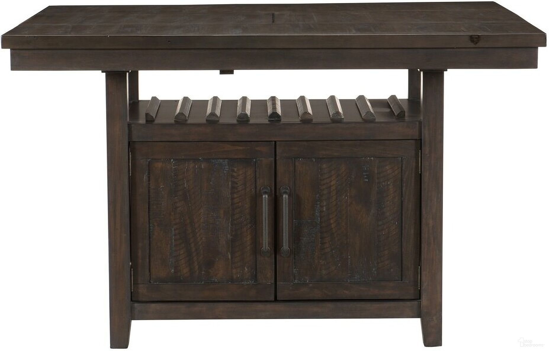 The appearance of Oxton Counter Height Table with Storage Base In Brown Cherry designed by Homelegance in the transitional interior design. This brown cherry piece of furniture was selected by 1StopBedrooms from Oxton Collection to add a touch of cosiness and style into your home. Sku: 5655-36;5655-36B. Table Base Style: Legs. Material: Wood. Table Top Shape: Rectangular. Size: 56" x 48".