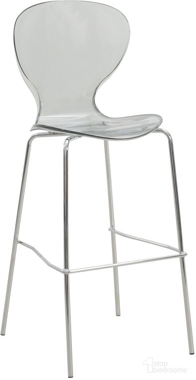 The appearance of Oyster Acrylic Barstool with Chrome Steel Frame In Smoke designed by LeisureMod in the modern / contemporary interior design. This smoke piece of furniture was selected by 1StopBedrooms from Oyster Collection to add a touch of cosiness and style into your home. Sku: OC31TBL. Material: Plastic.