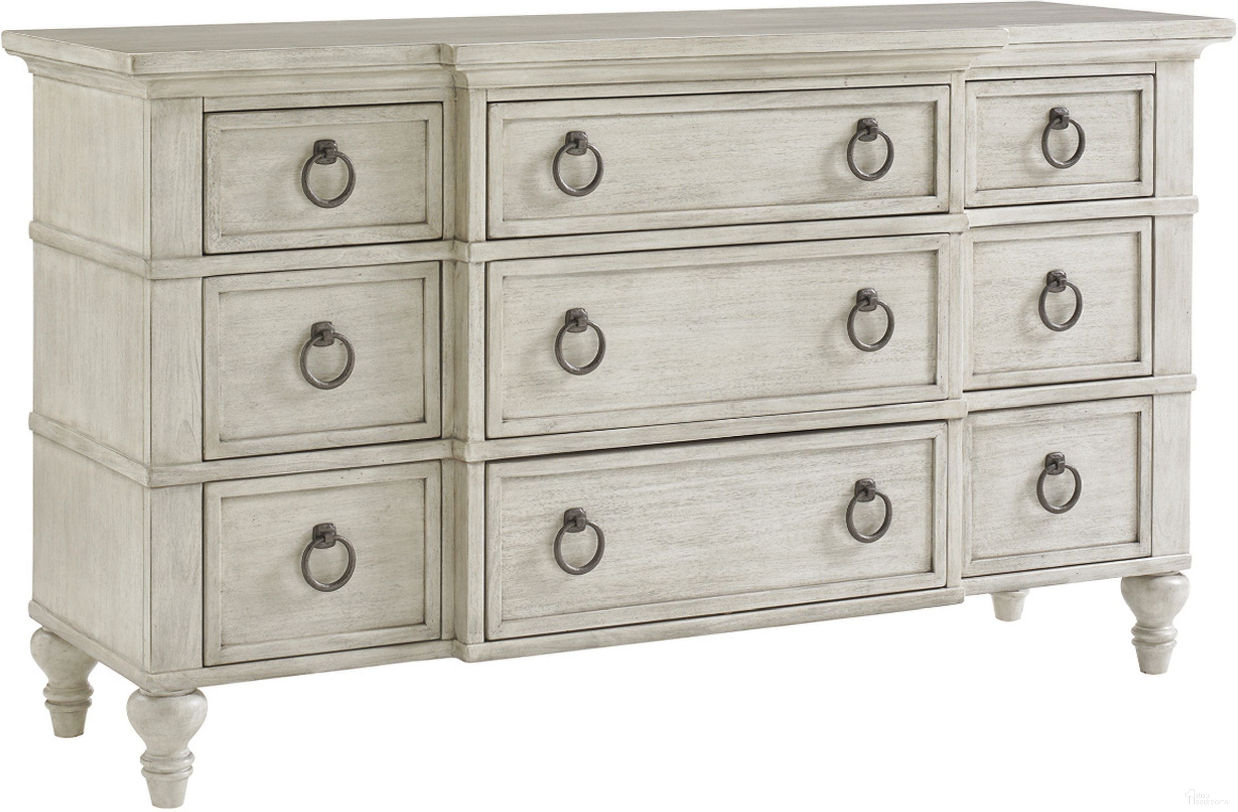 The appearance of Oyster Bay Barrett Triple Dresser designed by Lexington in the transitional interior design. This oyster piece of furniture was selected by 1StopBedrooms from Oyster Bay Collection to add a touch of cosiness and style into your home. Sku: 714-233. Material: Wood.