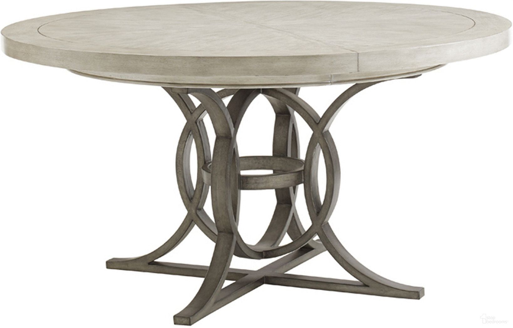 The appearance of Oyster Bay Calerton Round Dining Table designed by Lexington in the transitional interior design. This oyster piece of furniture was selected by 1StopBedrooms from Oyster Bay Collection to add a touch of cosiness and style into your home. Sku: 714-875C. Table Base Style: Pedestal. Table Top Shape: Round. Material: Wood. Size: 58".