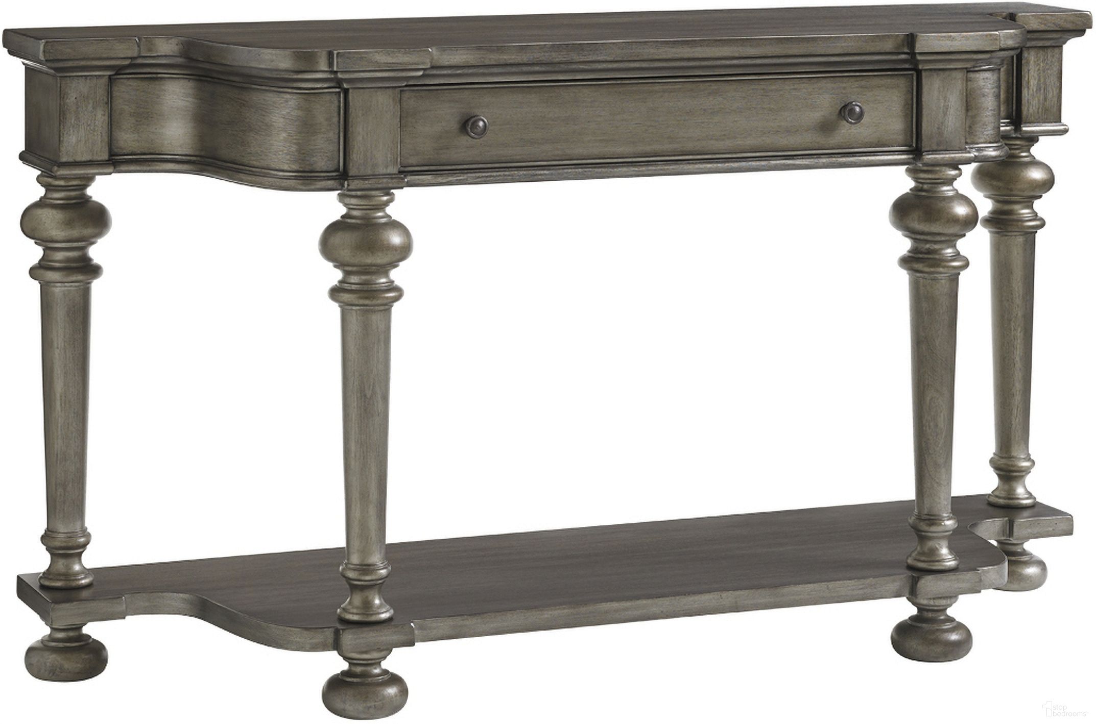 The appearance of Oyster Bay Sands Point Sideboard In Pelican Gray designed by Lexington in the transitional interior design. This pelican gray piece of furniture  was selected by 1StopBedrooms from Oyster Bay Collection to add a touch of cosiness and style into your home. Sku: 717-869. Material: Wood.
