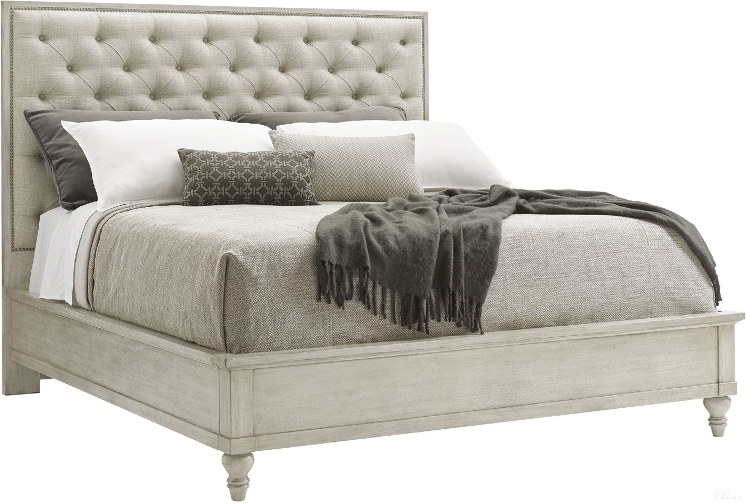 The appearance of Oyster Bay Sag Harbor Tufted California King Upholstered Bed designed by Lexington in the transitional interior design. This oyster piece of furniture  was selected by 1StopBedrooms from Oyster Bay Collection to add a touch of cosiness and style into your home. Sku: 714-135C. Bed Type: Platform Bed. Material: Wood. Bed Size: California King.