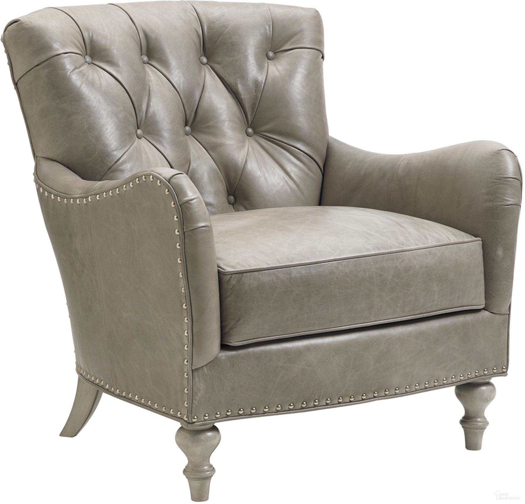 The appearance of Oyster Bay Westcott Leather Chair designed by Lexington in the traditional interior design. This gray piece of furniture was selected by 1StopBedrooms from Oyster Bay Collection to add a touch of cosiness and style into your home. Sku: LL7609-11-40. Material: Leather.