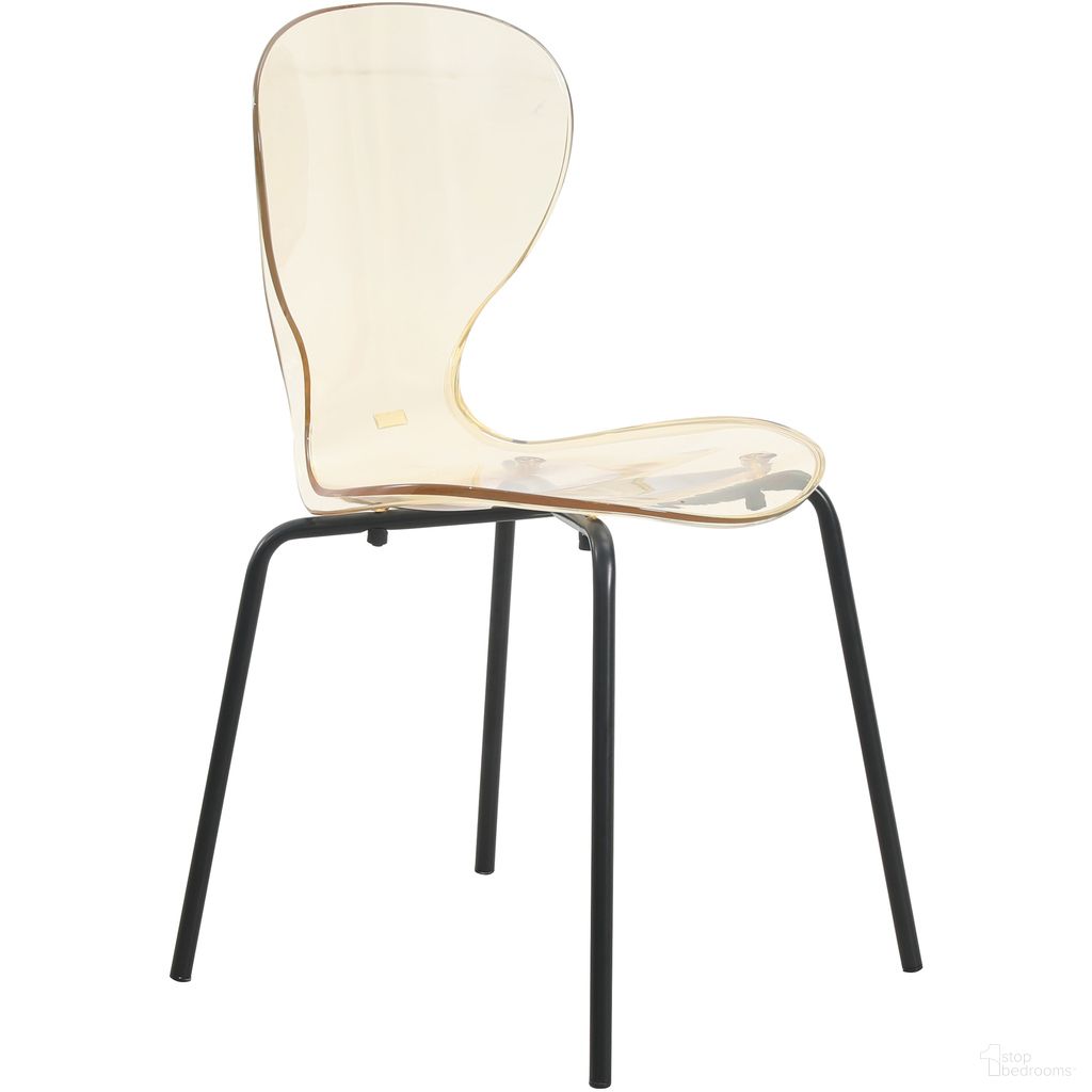 The appearance of Oyster Modern Transparent Side Chair In Black Base and Amber designed by LeisureMod in the modern / contemporary interior design. This amber piece of furniture  was selected by 1StopBedrooms from Oyster Collection to add a touch of cosiness and style into your home. Sku: OCB-17A. Material: Plastic. Chair Type: Side Chair.