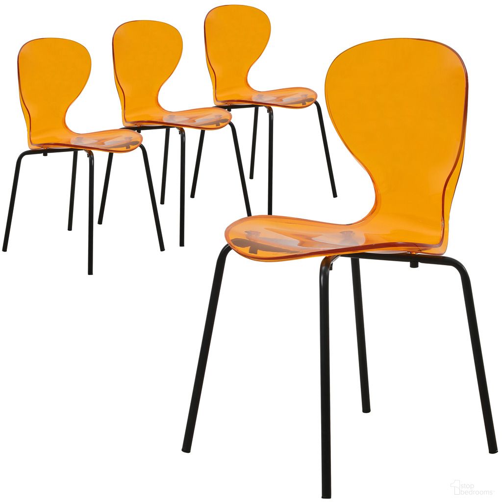 The appearance of Oyster Moderntransparent Side Chair In Black Base and Transparent Orange designed by LeisureMod in the modern / contemporary interior design. This orange piece of furniture was selected by 1StopBedrooms from Oyster Collection to add a touch of cosiness and style into your home. Sku: OCB-17TOR. Material: Plastic. Chair Type: Side Chair.