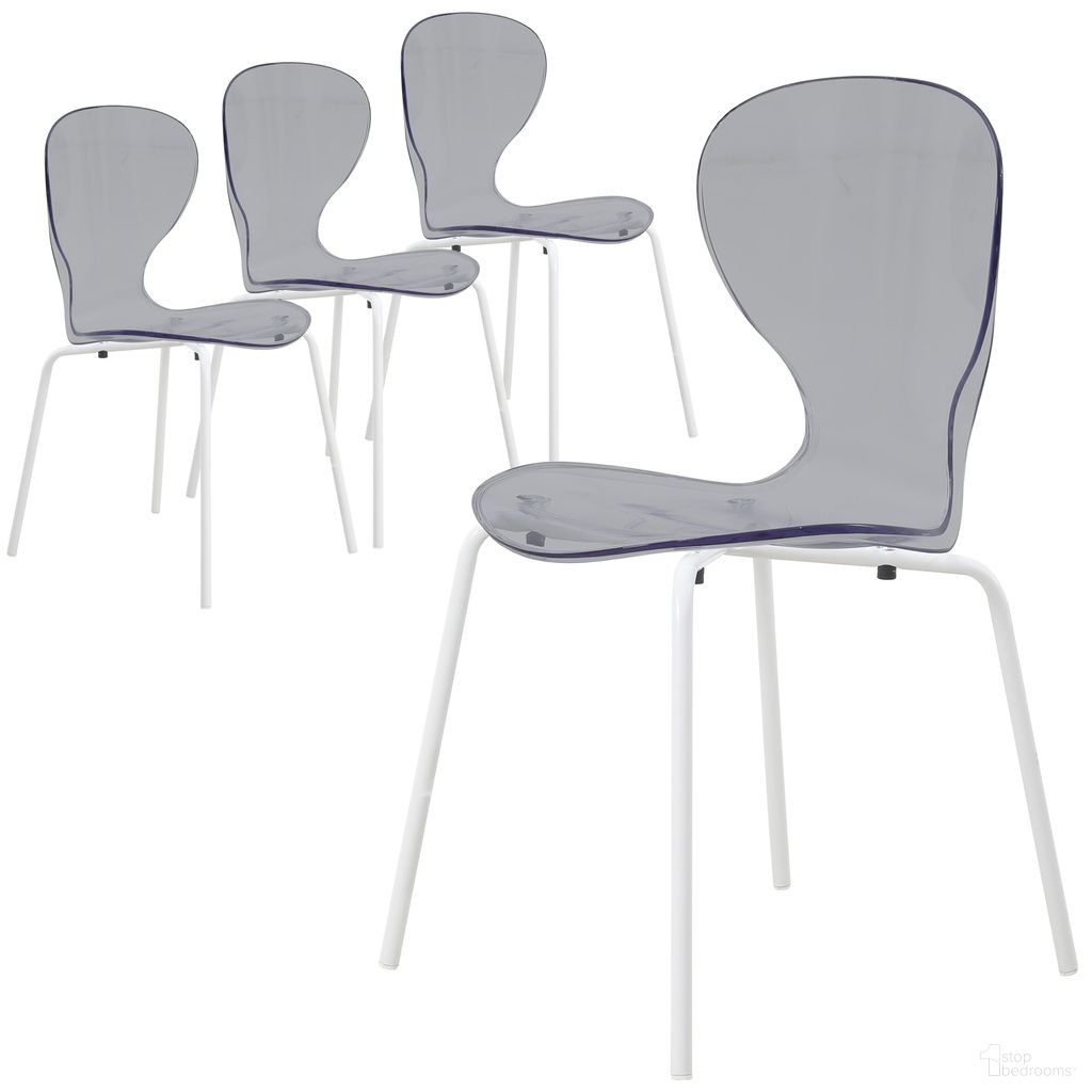 Oyster Moderntransparent Side Chair In White Base and Transparent Black