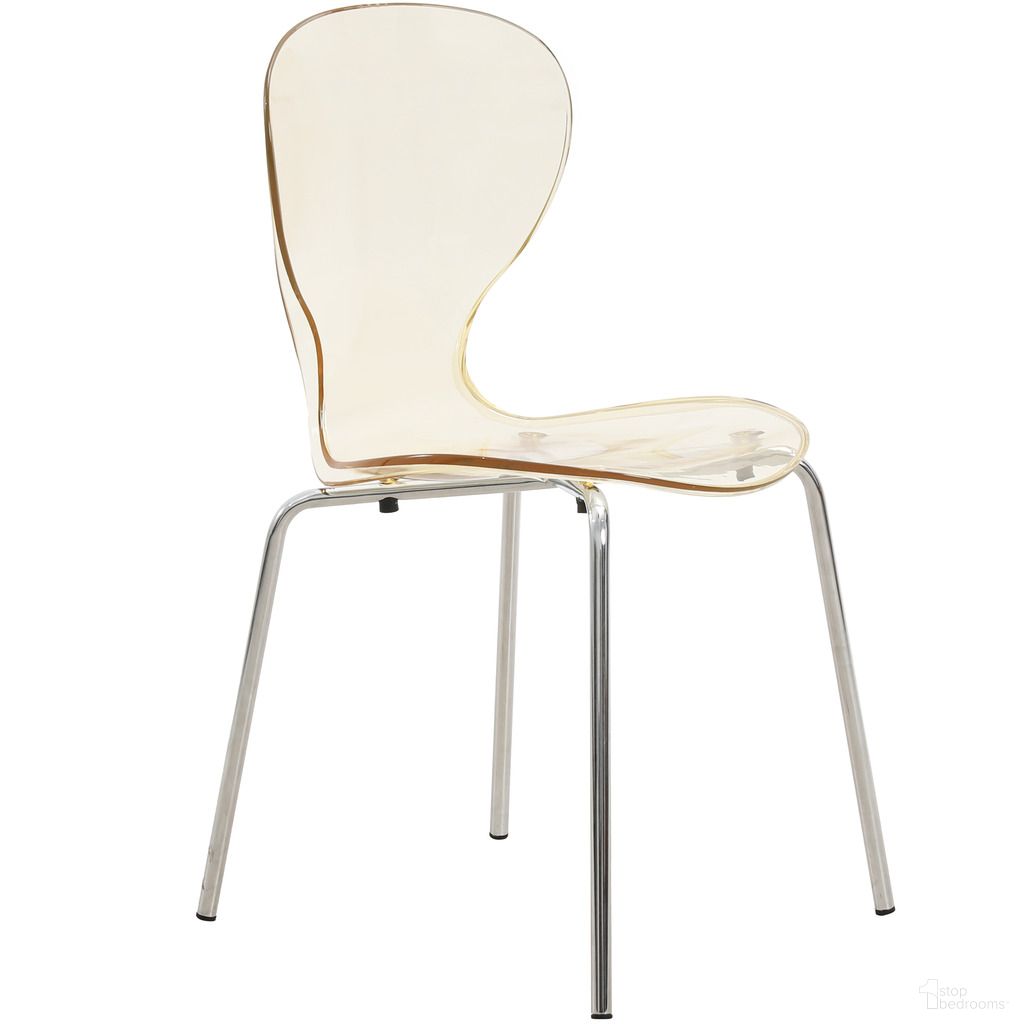 The appearance of Oyster Moderntransparent Side Chair Set of 4 In Amber designed by LeisureMod in the modern / contemporary interior design. This amber piece of furniture  was selected by 1StopBedrooms from Oyster Collection to add a touch of cosiness and style into your home. Sku: OCS-17A4. Material: Plastic. Chair Type: Side Chair.