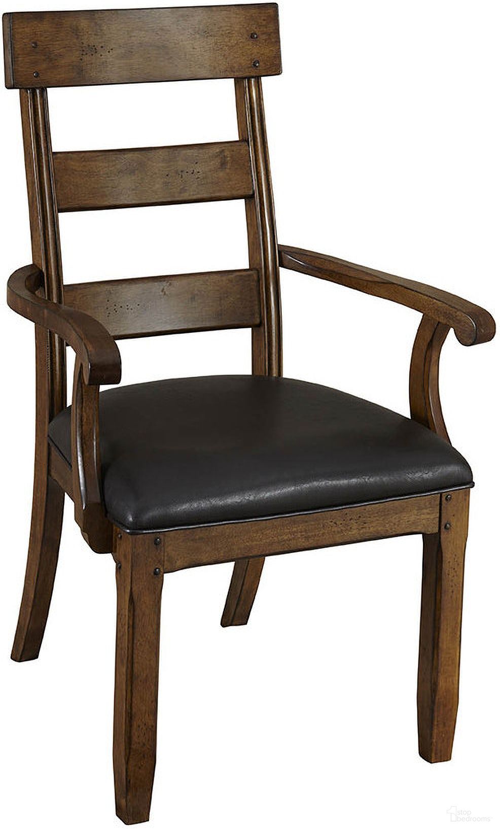 The appearance of Ozark Ladderback Arm Chair Set of 2 With Upholstered Seat In Warm Pecan designed by A-America in the cabin / lodge interior design. This pecan piece of furniture was selected by 1StopBedrooms from Ozark Collection to add a touch of cosiness and style into your home. Sku: OZAMA2262. Material: Wood. Chair Type: Arm Chair.
