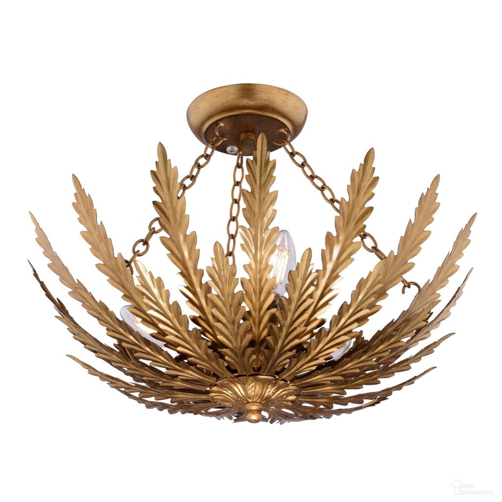 The appearance of Ozette 18 Inch 3 Light Semi-Flush Mount In Painted Gold designed by Vaxcel in the traditional interior design. This painted gold piece of furniture  was selected by 1StopBedrooms from Ozette Collection to add a touch of cosiness and style into your home. Sku: C0319. Material: Steel.