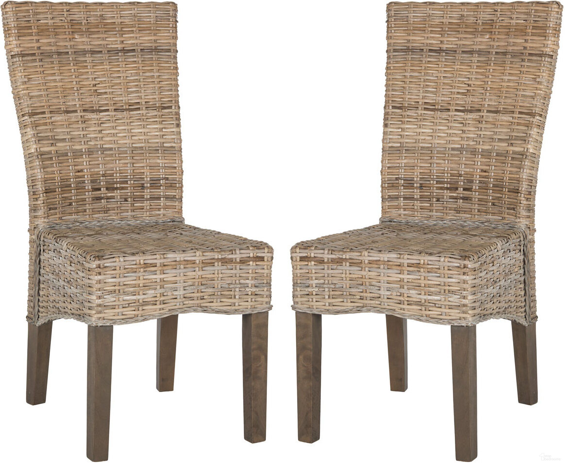Ozias Grey 19 Inch Wicker Dining Chair Set of 2
