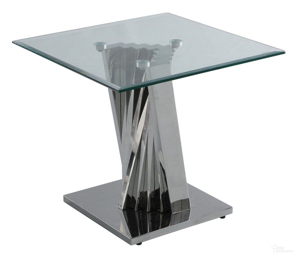 The appearance of Ozuna Geometric Sofa End Table In Clear Glass and Silver Stainless Steel designed by Best Quality Furniture in the modern / contemporary interior design. This silver and glass piece of furniture  was selected by 1StopBedrooms from Ozuna Collection to add a touch of cosiness and style into your home. Sku: CT02-T;CT02-B. Material: Stainless Steel.