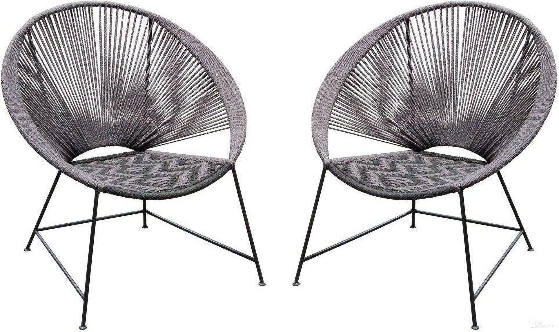Pablo 2-Pack Accent Chairs in Black/Grey Rope with Black Metal Frame