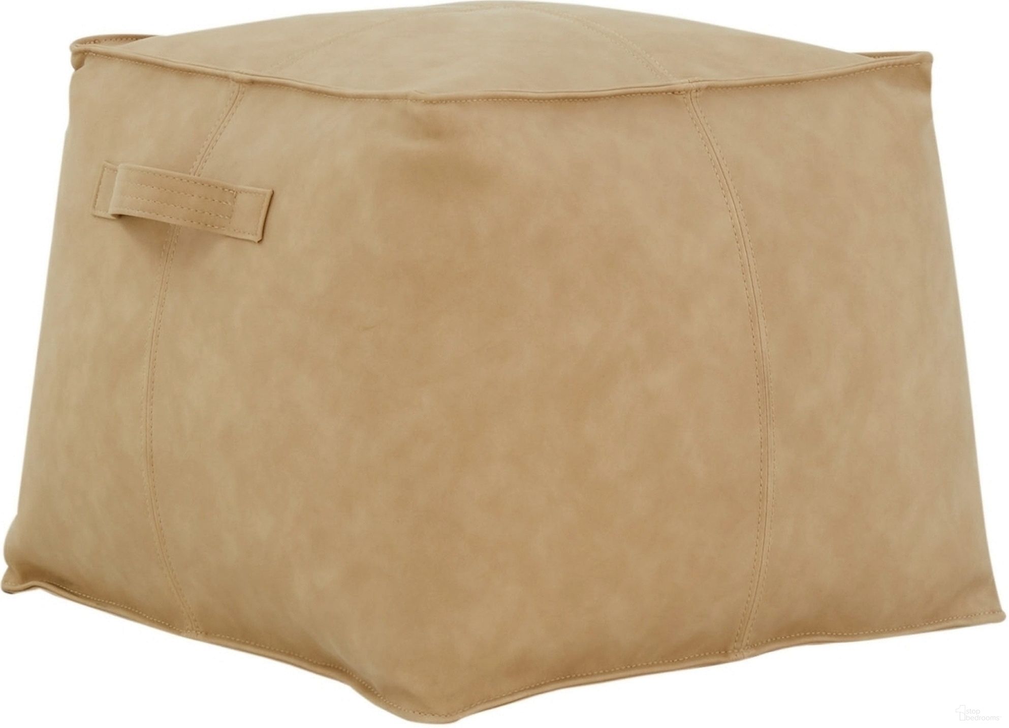 Pablo Vegan Leather Pouf In Camel