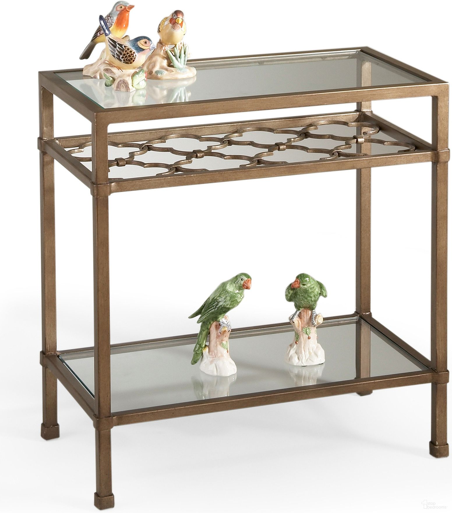 The appearance of Pac Coast Side Table In Silver and Gold designed by Chelsea House in the modern / contemporary interior design. This silver and gold piece of furniture  was selected by 1StopBedrooms from Bill Cain Collection to add a touch of cosiness and style into your home. Sku: 380018. Material: Metal.