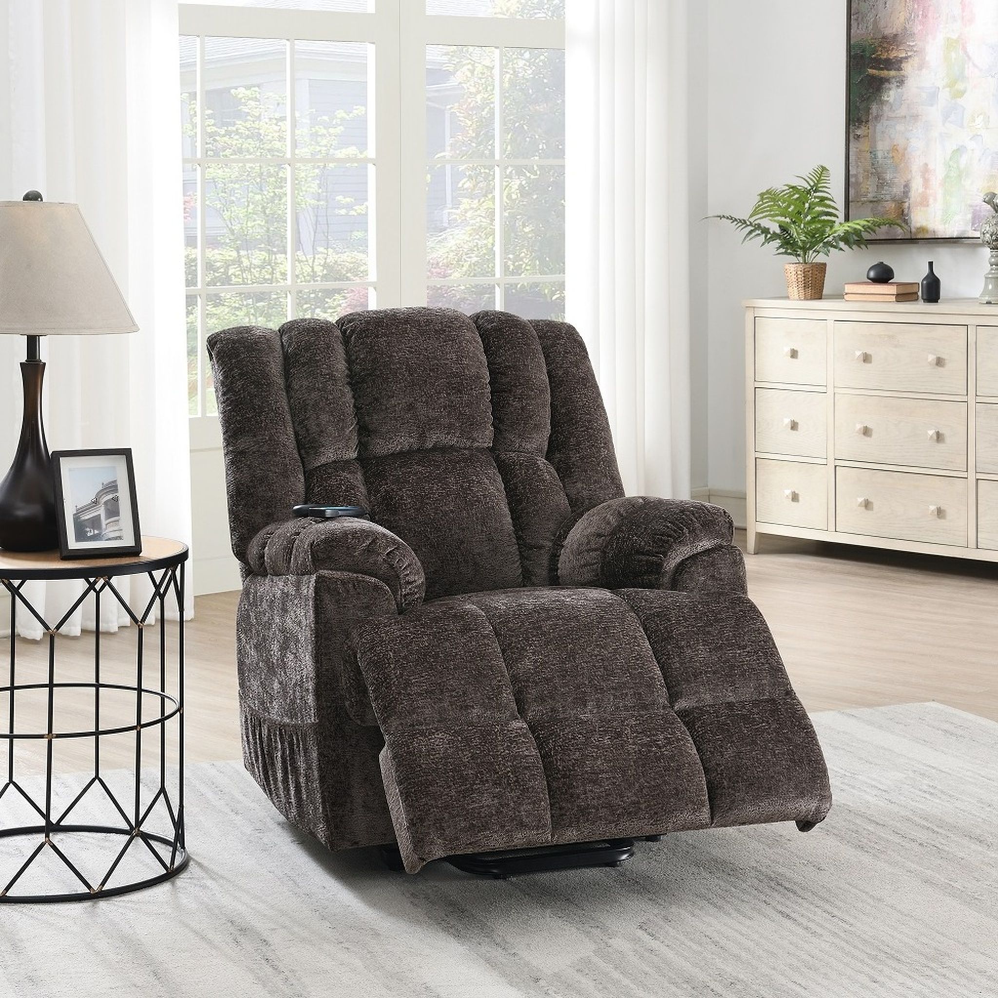 The appearance of Pacay Power Recliner with Lift and Heating and Massage In Brown designed by ACME in the transitional interior design. This brown piece of furniture was selected by 1StopBedrooms from Pacay Collection to add a touch of cosiness and style into your home. Sku: LV02998. Material: Hardwood.