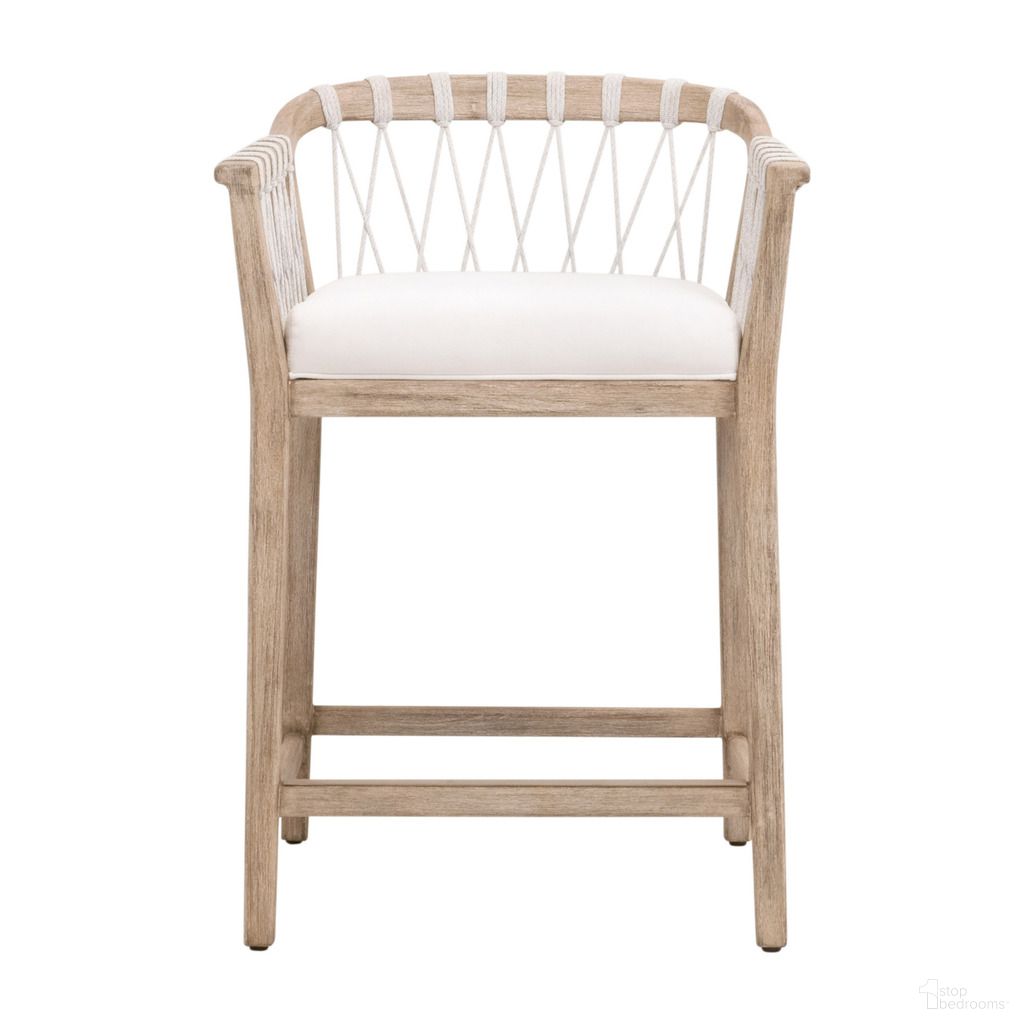 The appearance of Pacific LiveSmart Peyton Counter Stool In Pearl White and Natural Gray designed by Essentials For Living in the transitional interior design. This pearl white/natural gray piece of furniture  was selected by 1StopBedrooms from Woven Collection to add a touch of cosiness and style into your home. Sku: 6800CS.WHT/LPPRL/NG. Material: Mahogany.