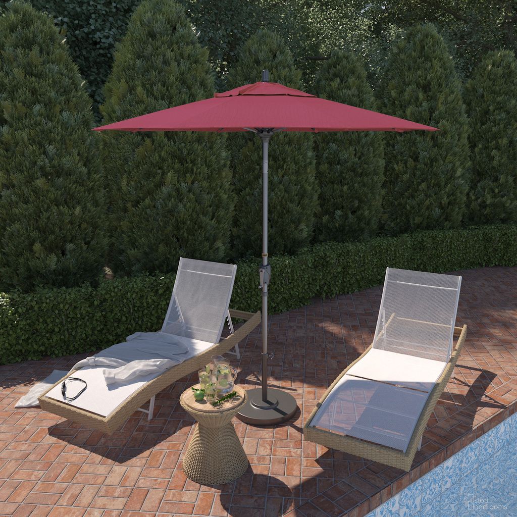 Pacific Trail 7.5' Patio Umbrella with Aluminum Pole Ribs Push Button Tilt Crank Lift with Sunbrella Fabric In Hot Pink and Hammertone Grey
