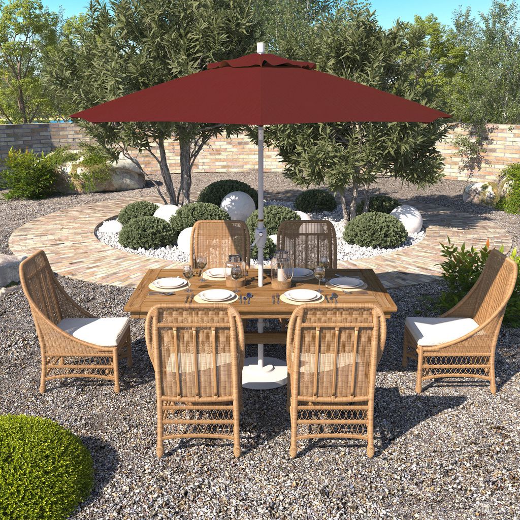 Pacific Trail 9' Patio Umbrella with Aluminum Pole Ribs Push Button Tilt Crank Lift with Sunbrella Fabric In Henna and Matte White