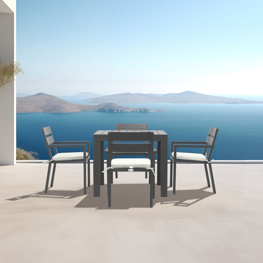 The appearance of Pacifica Classic 4 Seat Square Dining Set In Canvas Natural and Slate designed by Harmonia Living in the modern / contemporary interior design. This canvas natural/slate piece of furniture was selected by 1StopBedrooms from Pacifica Collection to add a touch of cosiness and style into your home. Sku: PAC-SL-SET510-CN. Table Base Style: Legs. Table Top Shape: Square. Material: Aluminum.