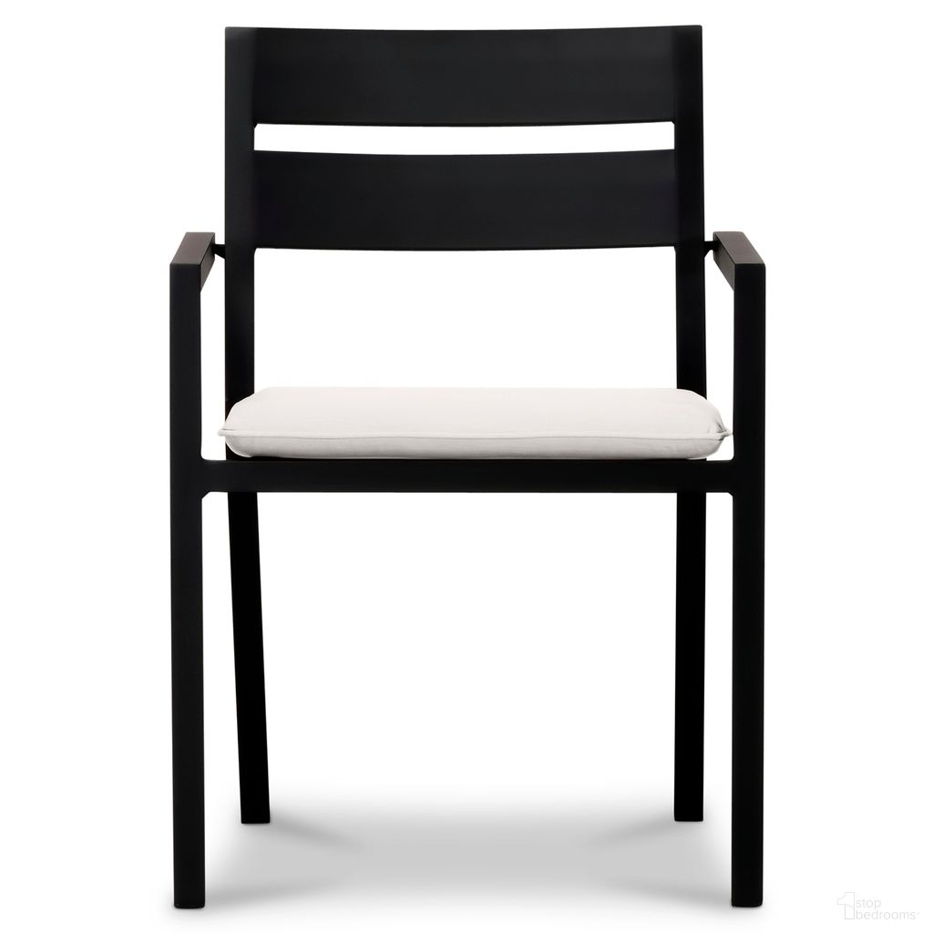 The appearance of Pacifica Dining Arm Chair In Canvas Natural and Black designed by Harmonia Living in the modern / contemporary interior design. This canvas natural/black piece of furniture was selected by 1StopBedrooms from Pacifica Collection to add a touch of cosiness and style into your home. Sku: HL-PAC-BK-DAC-CN. Material: Aluminum.