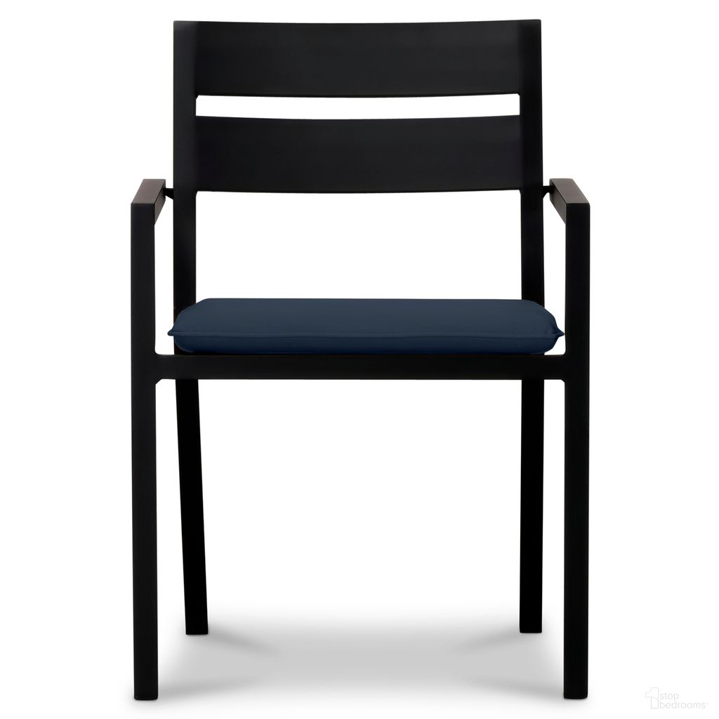 The appearance of Pacifica Dining Arm Chair In Spectrum Indigo and Black designed by Harmonia Living in the modern / contemporary interior design. This spectrum indigo/black piece of furniture was selected by 1StopBedrooms from Pacifica Collection to add a touch of cosiness and style into your home. Sku: HL-PAC-BK-DAC-IN. Material: Aluminum.