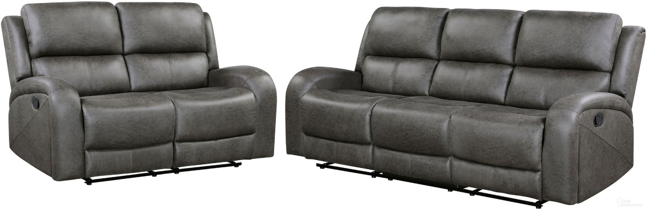 The appearance of Pagosa Double Reclining Living Room Set In Gray designed by Homelegance in the modern / contemporary interior design. This gray piece of furniture was selected by 1StopBedrooms from Pagosa Collection to add a touch of cosiness and style into your home. Sku: 9601GY-3;9601GY-2. Material: Microfiber.