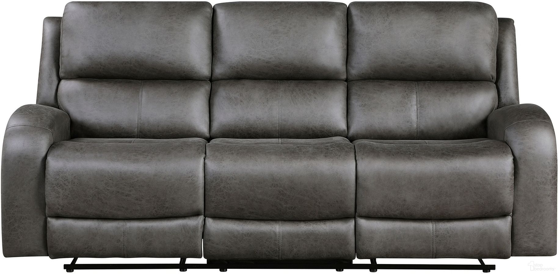 The appearance of Pagosa Double Reclining Sofa In Gray designed by Homelegance in the modern / contemporary interior design. This gray piece of furniture was selected by 1StopBedrooms from Pagosa Collection to add a touch of cosiness and style into your home. Sku: 9601GY-3. Material: Microfiber.