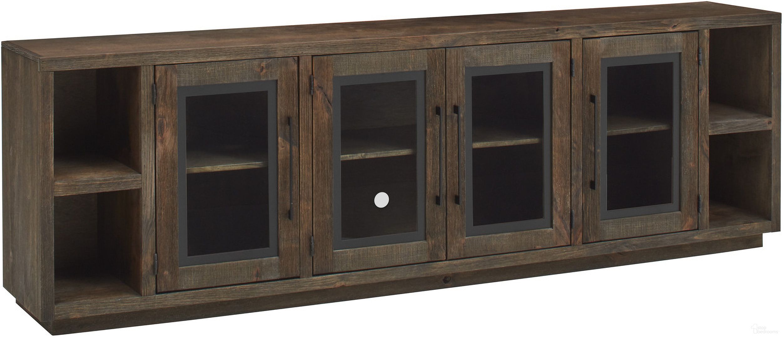 The appearance of Paige 97 Inch Console with 4 Doors In Brindle designed by Aspenhome in the modern / contemporary interior design. This brindle piece of furniture  was selected by 1StopBedrooms from Paige Collection to add a touch of cosiness and style into your home. Sku: WDA1270-BDL. Material: Wood.