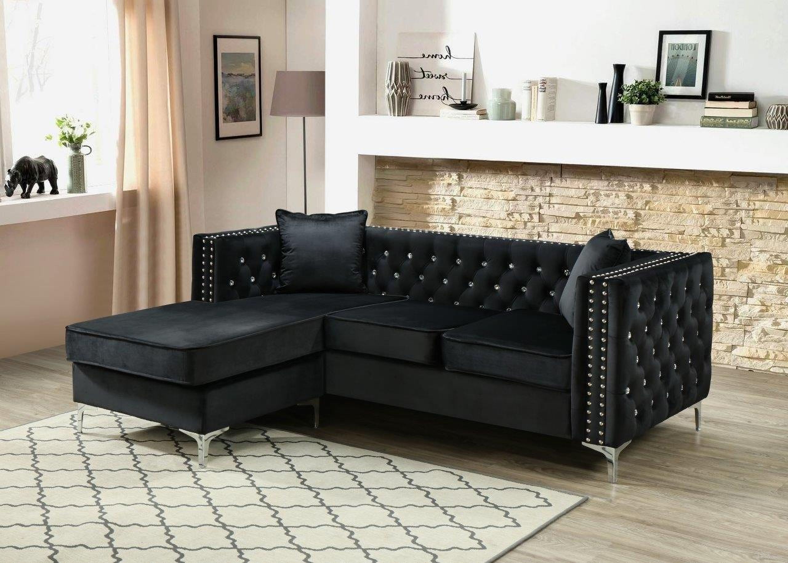 Paige Black Sofa Chaise