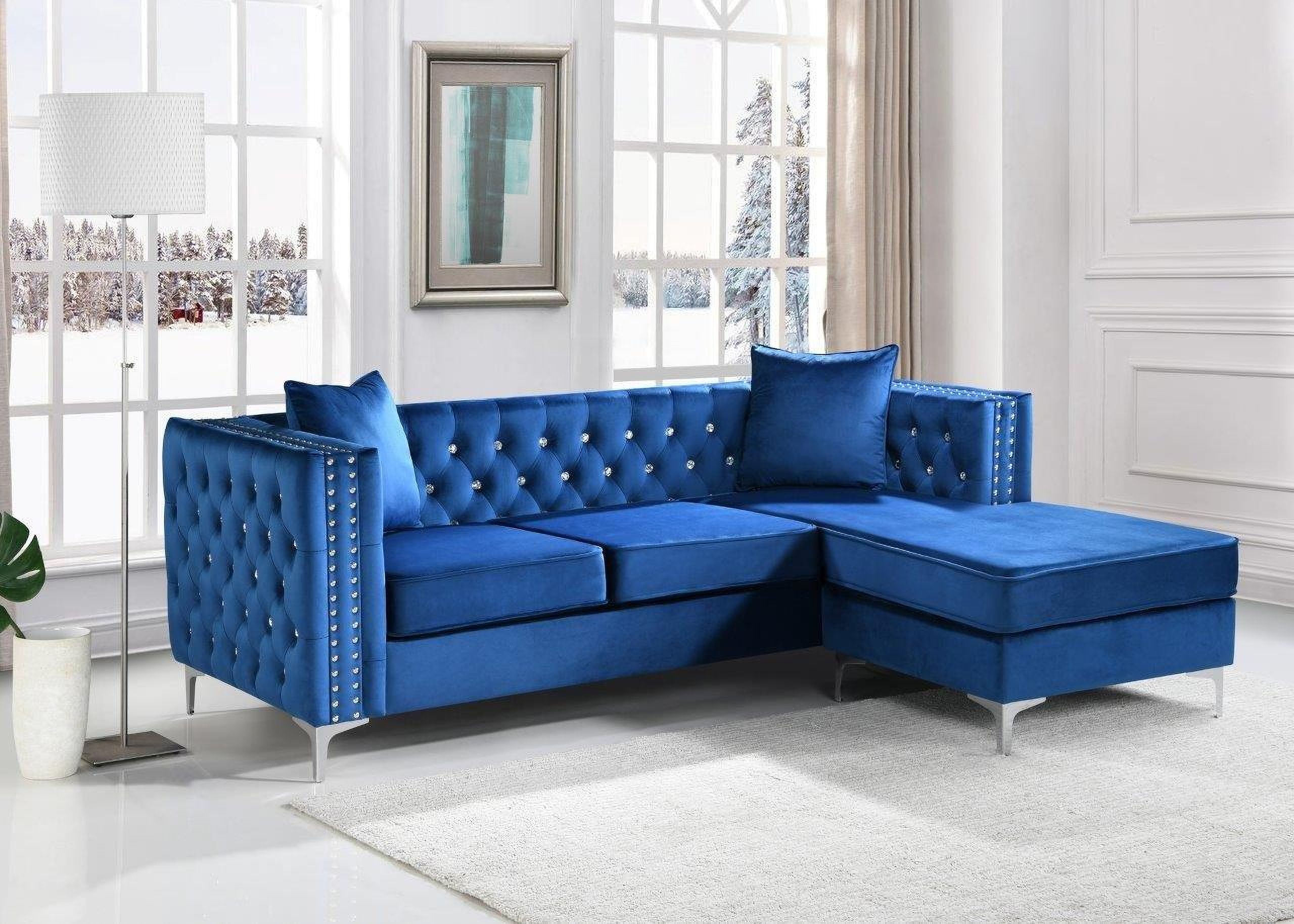 Paige Blue Sofa Chaise
